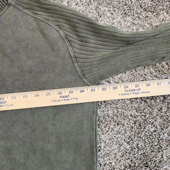 Retrofit Quarter Zip Sweater Men's L Green Ribbed Sleeves Knit Pullover - Picture 8 of 10